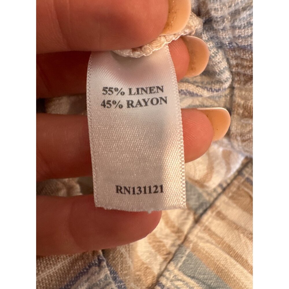 Juniper + Lime Womens Pants Sz L Blue Striped Linen/Rayon Beachy Lightwt Coastal - Picture 6 of 12